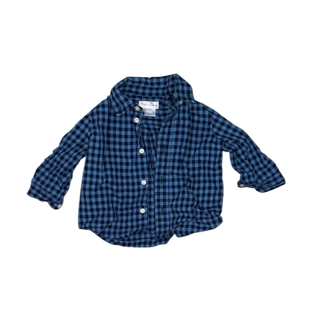 235. Ralph Lauren Baby 6 Month Navy Checkered Button Down Shirt